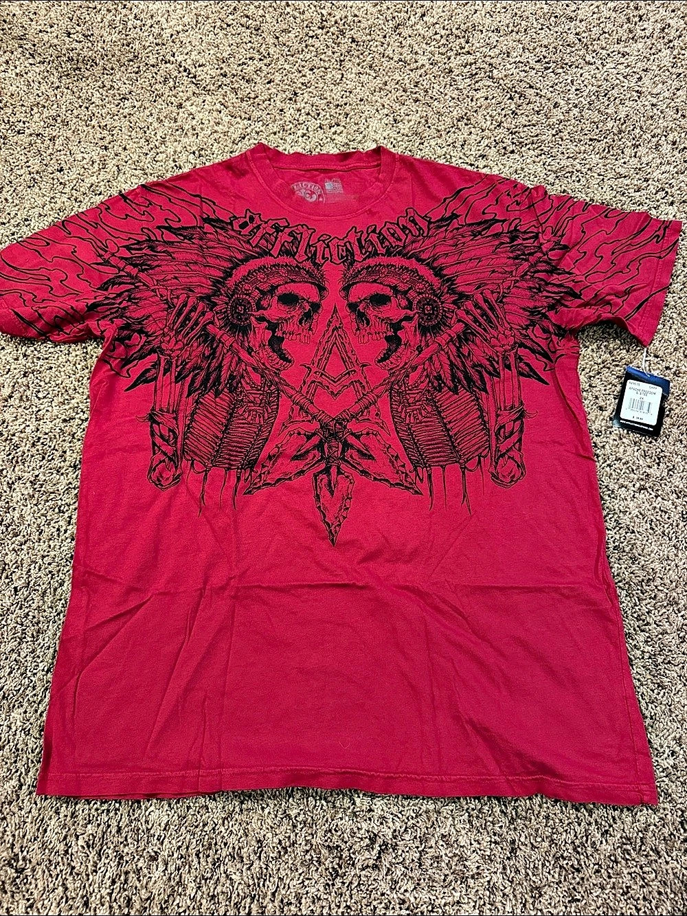 Affliction Apache Freedom S/S Tee Graphic Short Sleeve Pink 2X